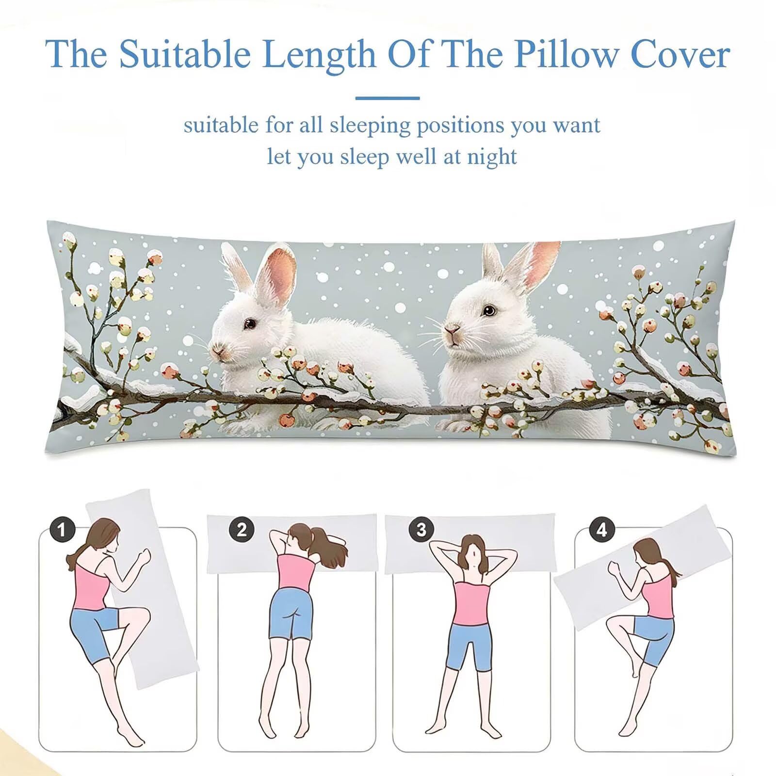 Animale-26 Federe Cuscino Letto 50 x 150 cm, Cuscini per Divano Velluto, | Doppia Faccia Stampa, Coniglio Fodera per Cuscino Decorativa, con Cerniera, Cuscino per Dormire Sul Fianco j-126