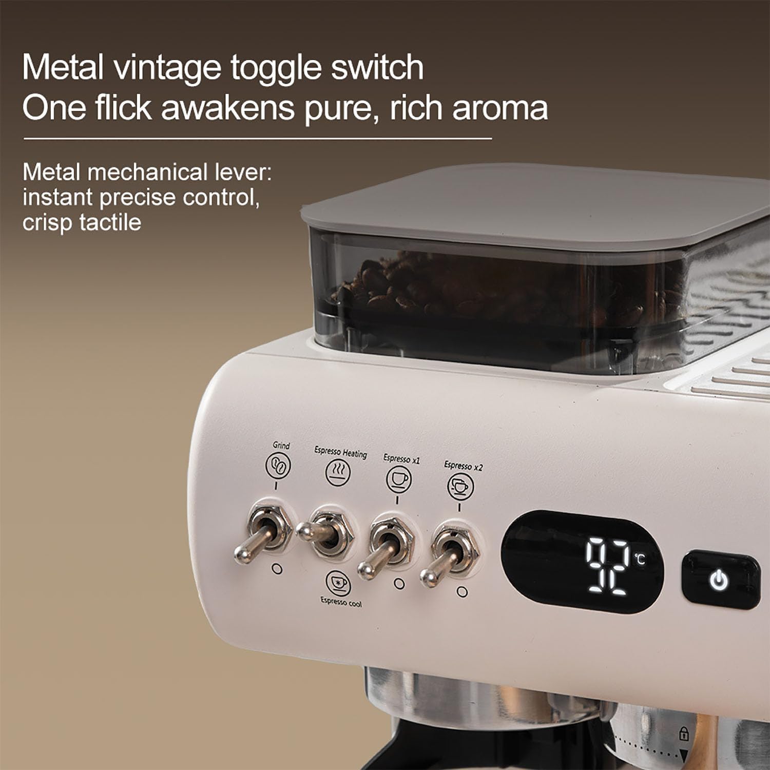 Home Small Coffee Machine, Cold Brew Espresso Milk Frother with 1.8L Removable Water Tank, 9-20 Bar Professional Extraction & 20-level Grind Adjustment, Hot & Cold Dual Extract for Cappuccinos