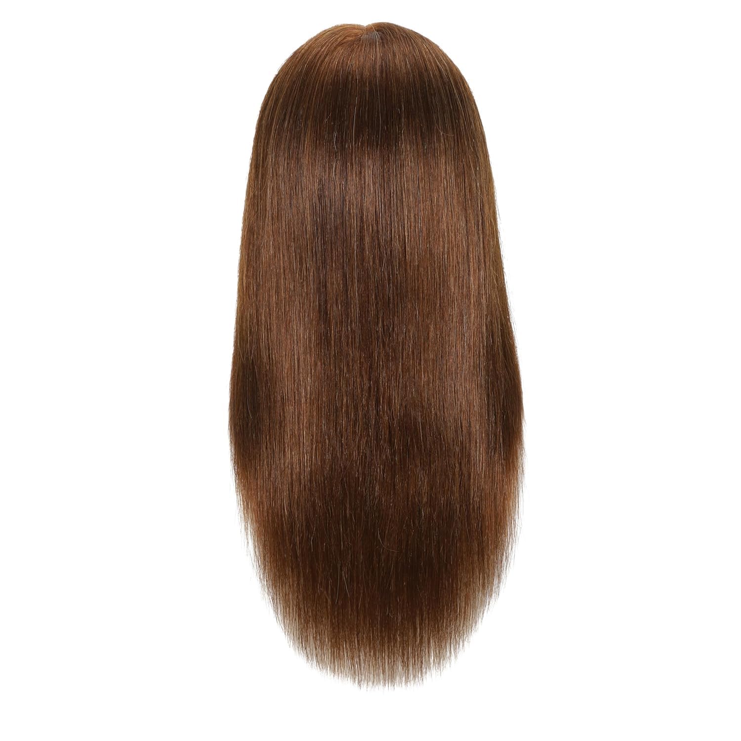 Weiblicher Mannequinkopf aus 100 % Echthaar, Styling-Kopf, Kosmetologie, Puppenkopf für Friseure, mit kostenloser Klemme, Braun, 40,6 cm