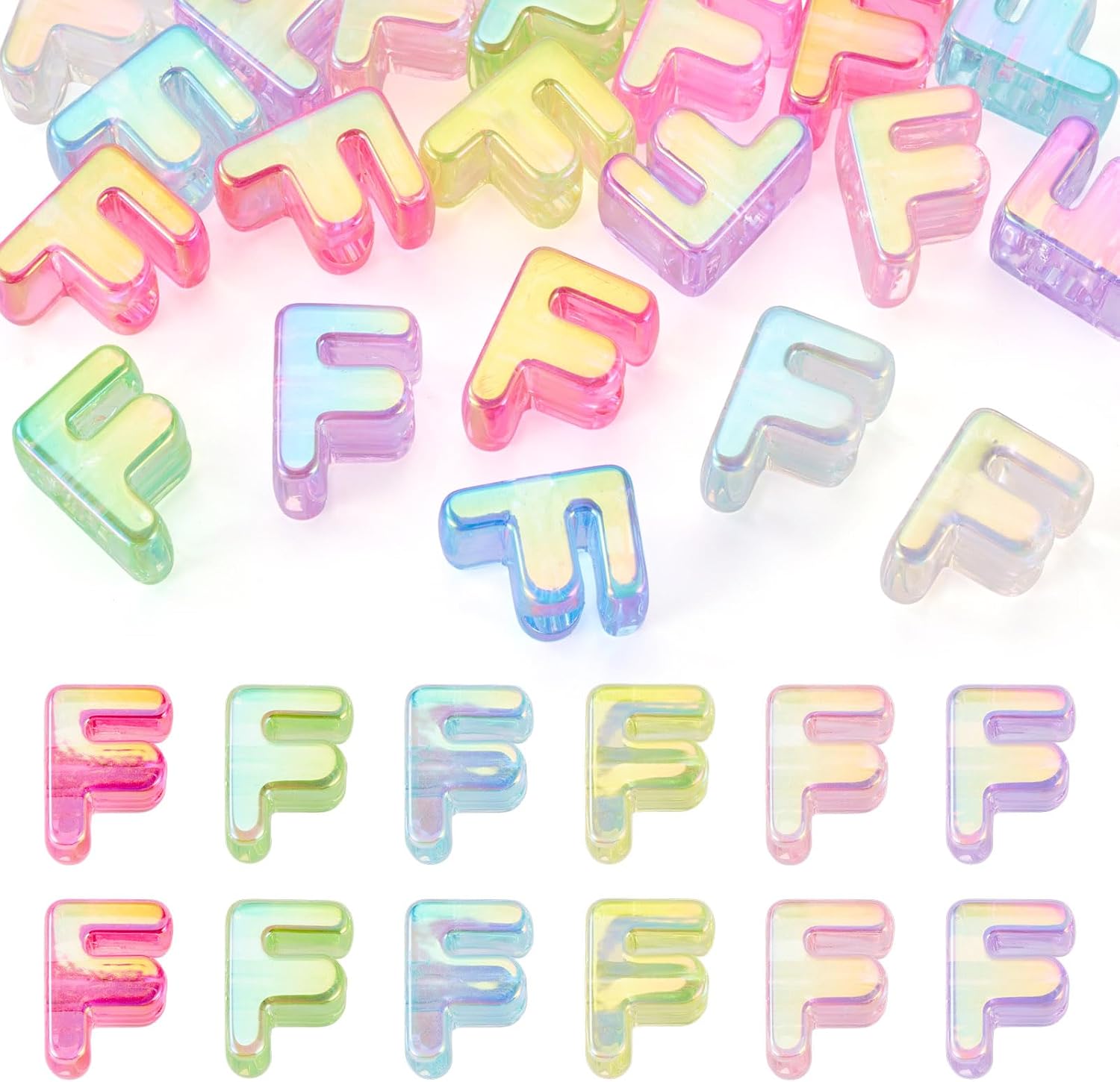 FASHEWELRY 20Pcs Large Letter Beads Big Bubble Alphabet Beads Iridescent 20mm Chunky Single Letter C Initial Bead for Friendship Bracelets Making Keychains Bag Charms Shoelaces