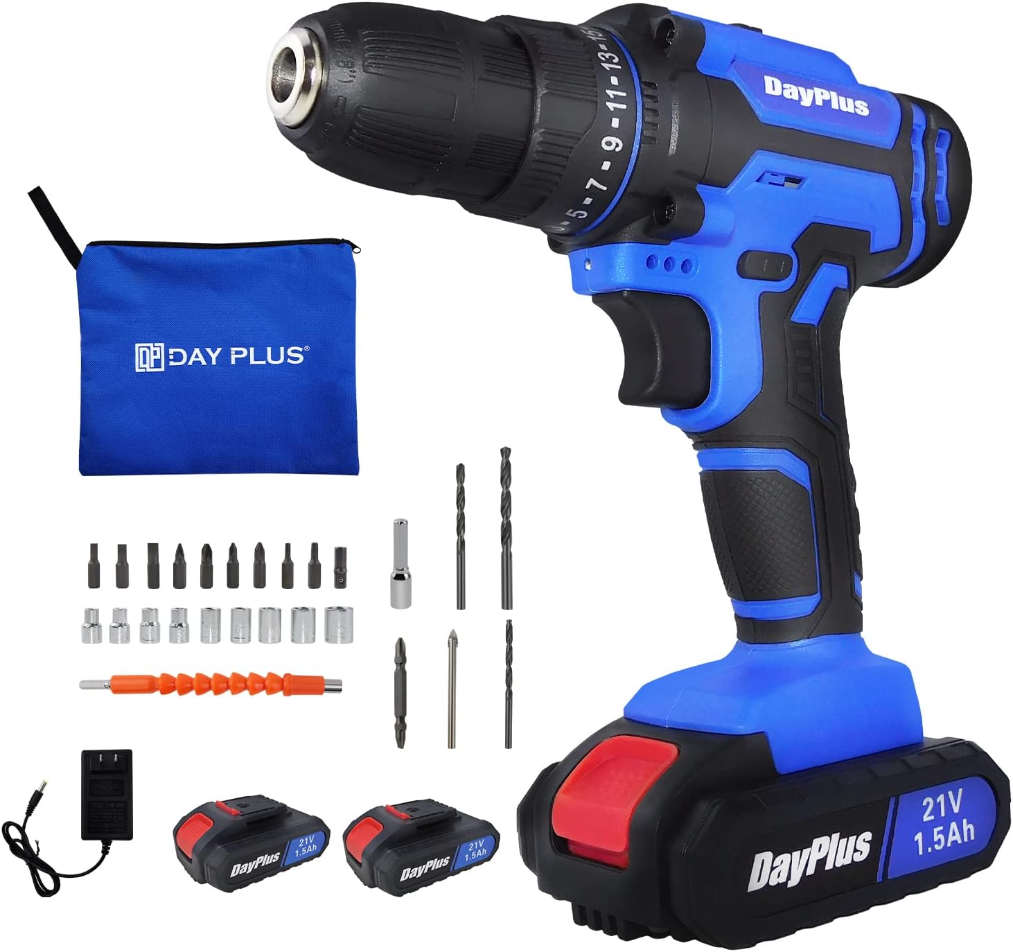 Taladro Atornillador Inalámbrico 21V con Percutor, 2 Velocidades, 450 lb-pulg