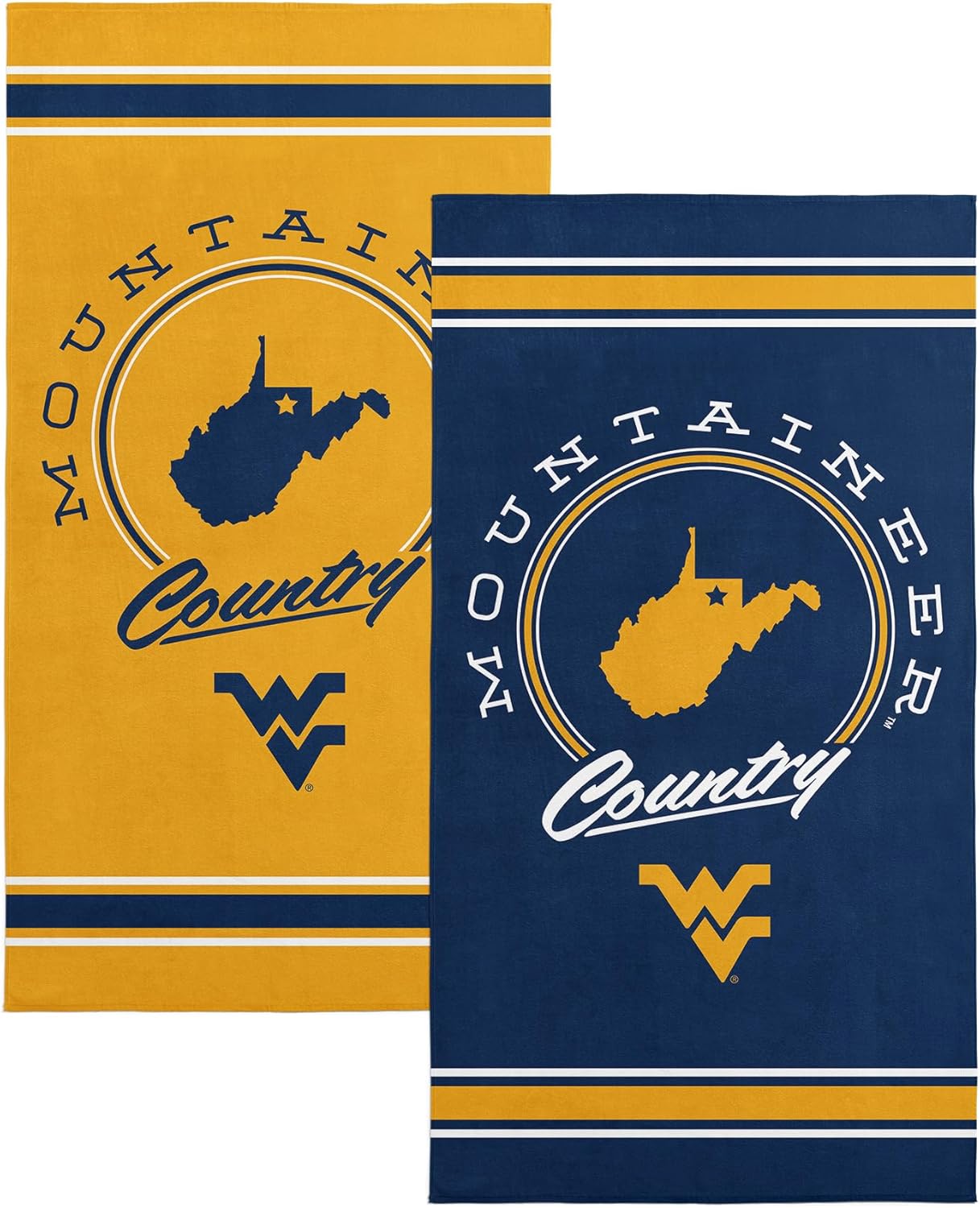 NORTHWEST West Virginia Mountaineers NCAA Homebreak Beach Towel 2 Pack 30 x 60 Inches