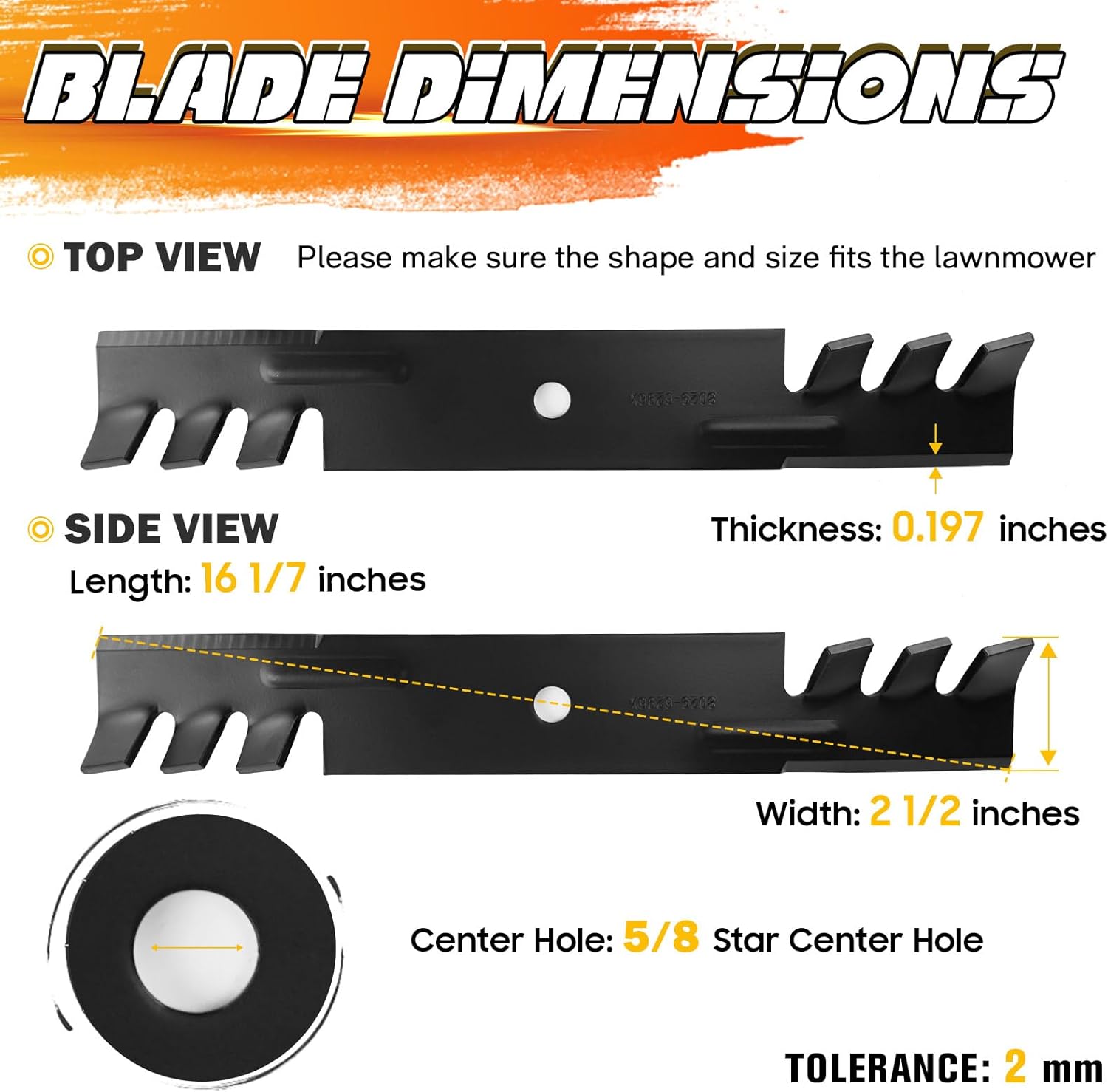 ILONPA 48" Mower Mulching Blades for Toro 103-2527 Ferris 5020843 1520843 Ariens 00273000 04919100 04920600 Bobcat 03239 Exmark 1520843 1-323515 1-403026 Snapper 03239 Zoom 2348 48" Mower Decks, Black