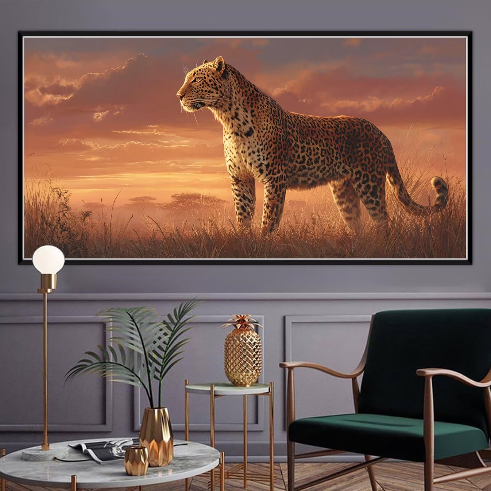 Łąka Malowanie według liczb dla dorosłych, 2025 Początkujący i dzieci DIY Zestaw Leopard 90x180 cm Malowanie według liczb farb akrylowych z pędzlami na płótnie,Prezent Dekoracja ścienna do domu, bez