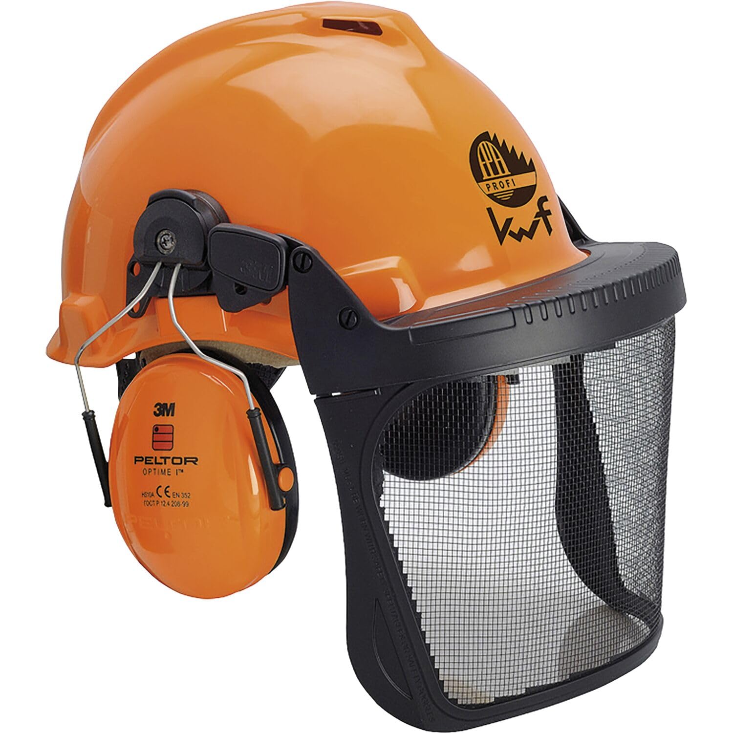 3M Forst akcesoria – kask leśny z wizjerem i ochroną słuchu, odpowiedni do rozmiarów głowy 53-62 cm, pomarańczowy HDPE