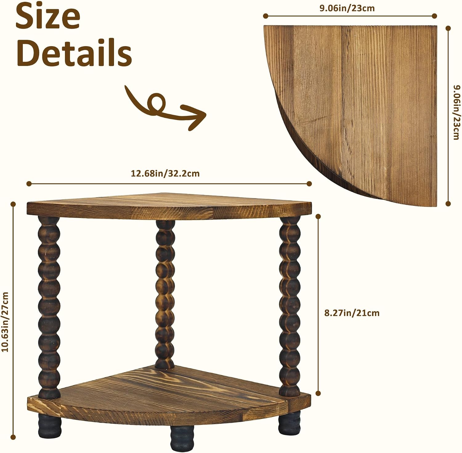 2-Tier Triangle Corner Shelf, Farmhouse Wooden Organizer for Kitchen,Bath, Sink,Tea Bar