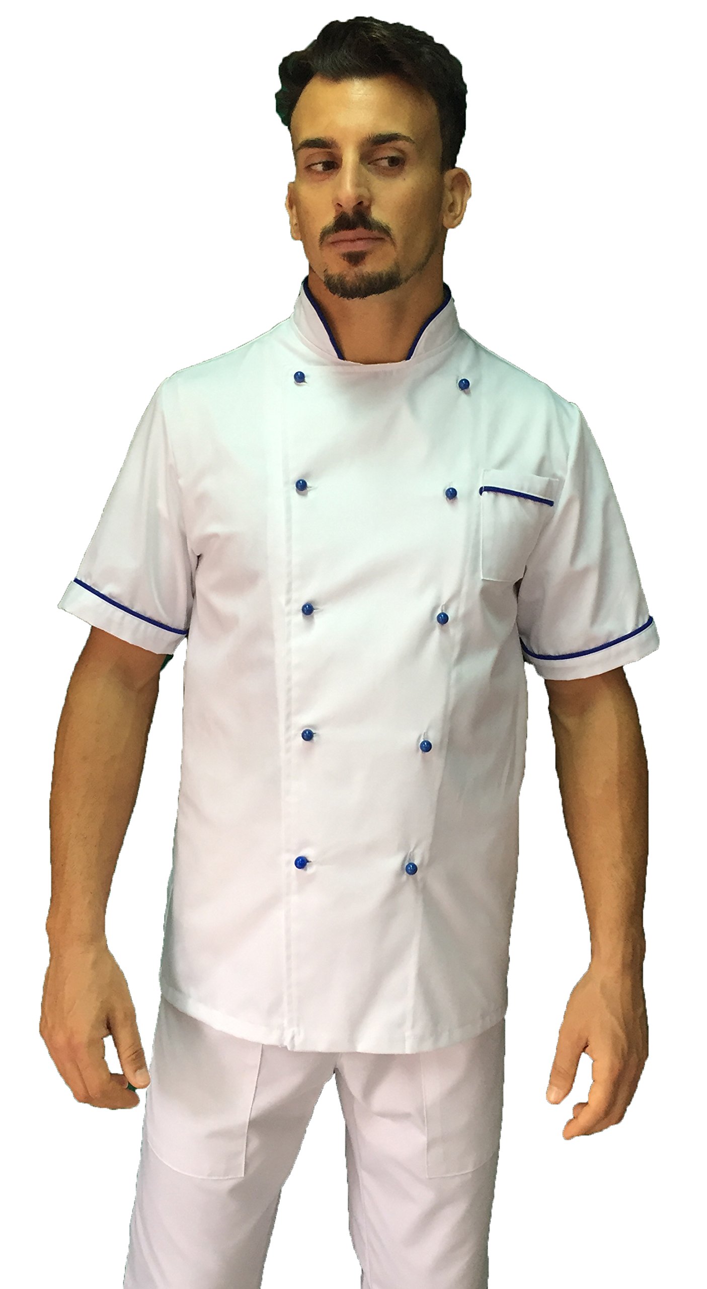 tessile astorino completo cuoco bianco e royal, Made in Italy (M)