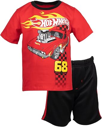 Hot Wheels Boys Athletic 2-Piece T-Shirt and Shorts Set Toddler to Big Kid