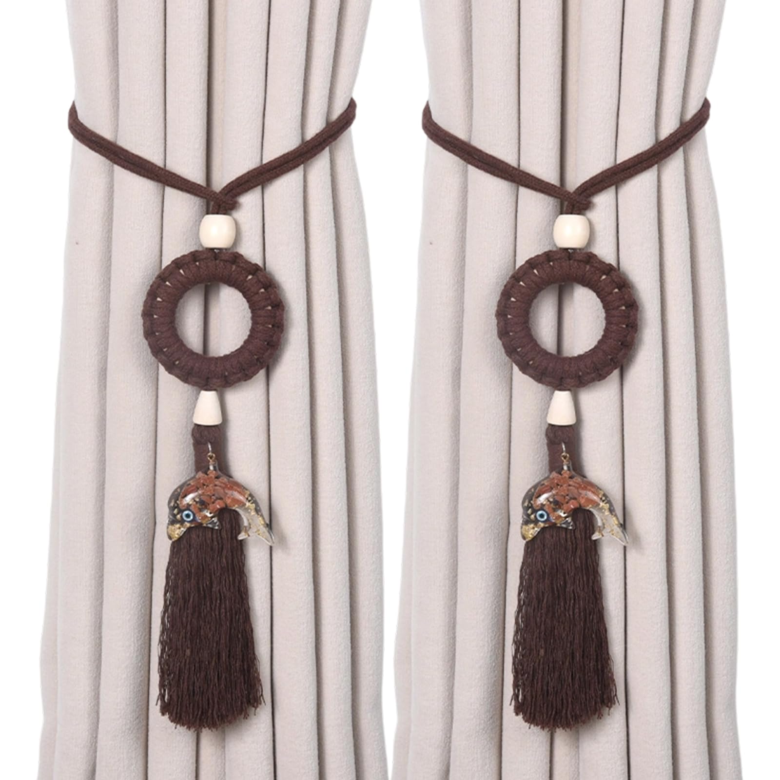 Curtain Tiebacks Rope, Decorative Tie Backs Holdbacks Holders Cord for Window Drapes Outdoor Indoor Decorative Holdbacks