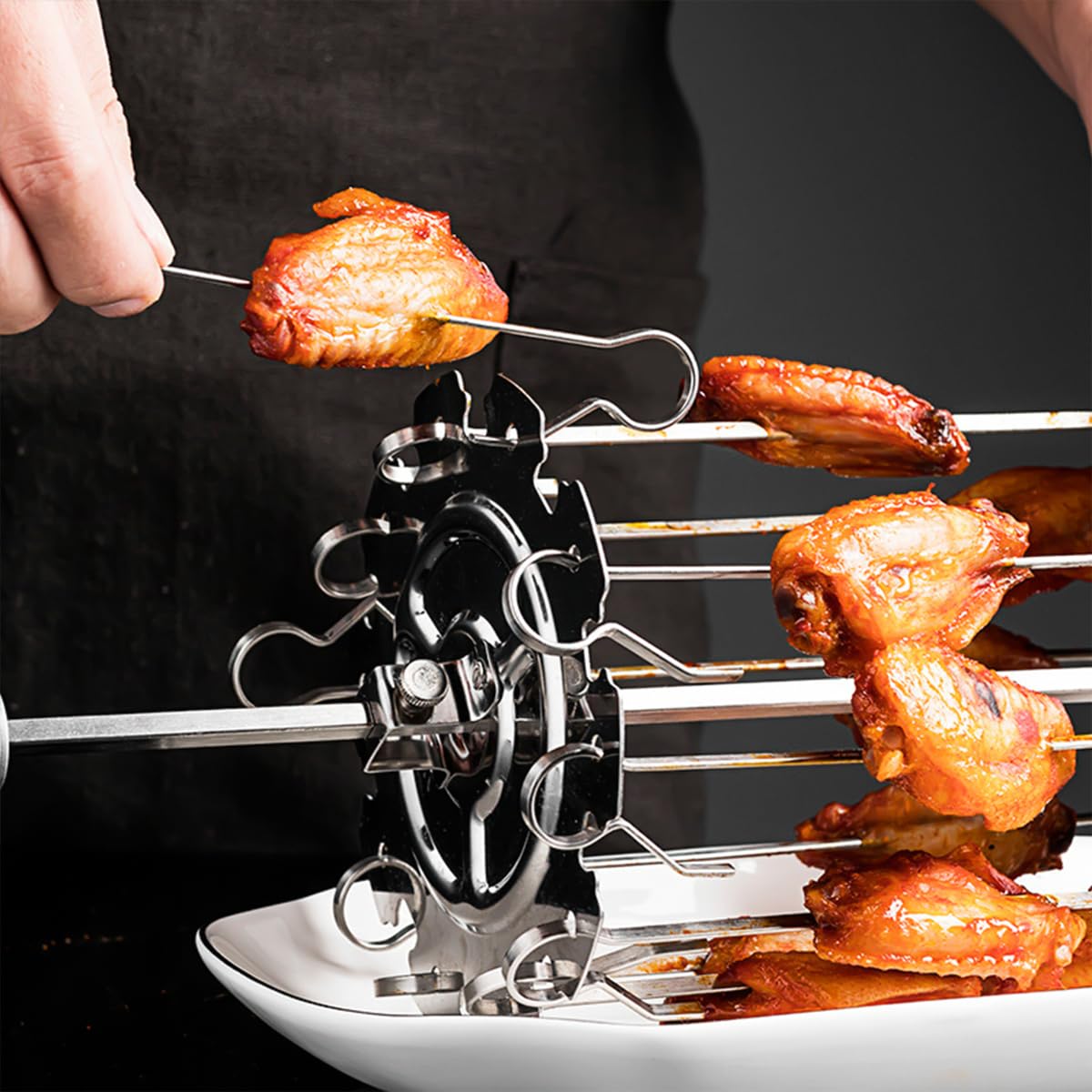WANGCL Szaszłyki do grilla ze stali nierdzewnej klatka do grilla frytownica powietrzna szaszłyki rożen kebab grill grill piekarnik narzędzia