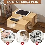 KIRIGEN Boîte de gestion de câbles Organisateur de cordons en bois Cacher Power Strip Desk File Protecteur pour le bureau intérieur TV Ordinateur (DXH2T-NA)
