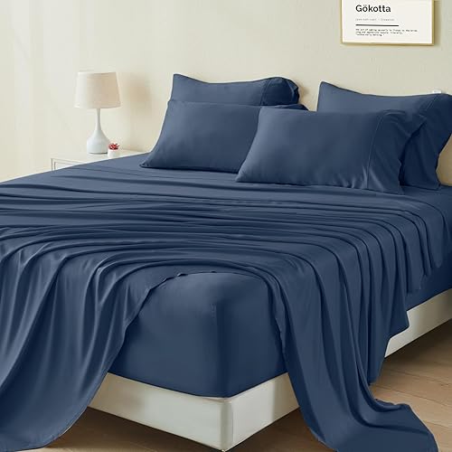 Miniatura 1 de GOKOTTA Juego de sábanas de 6 piezas tamaño Queen, sábanas ultrasuaves, refrescantes para personas que duermen con calor  Sábanas sedosas y
