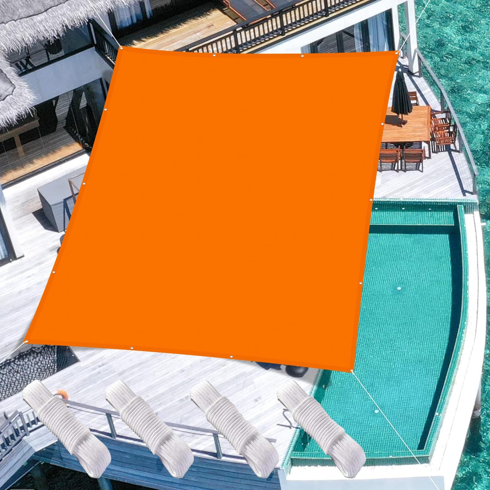 Voile d'ombrage pare-soleil jardin 3x6m orange avec oeillets de fixation