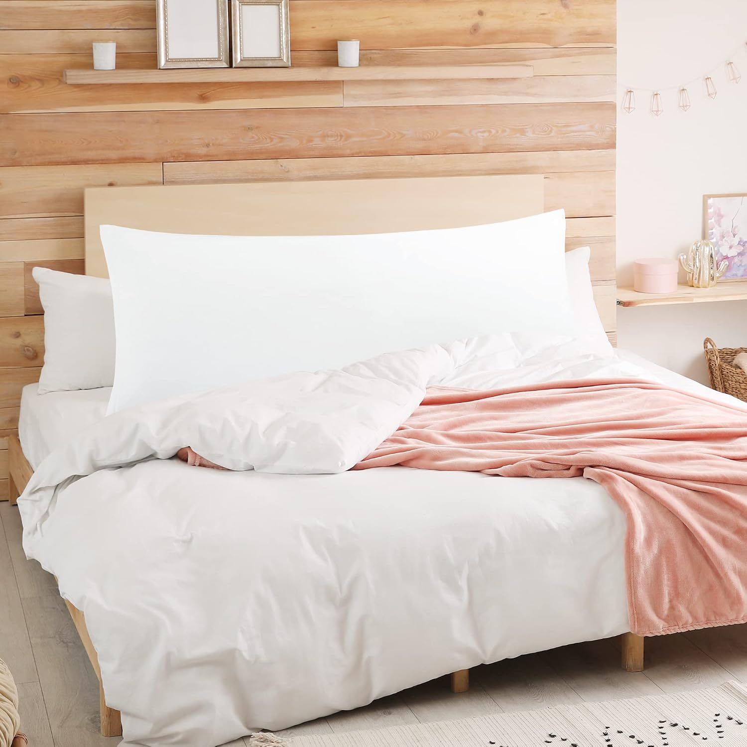 uxcell 90 GSM Microfiber Body Pillow Cover, Zipper White 20x48 image 2