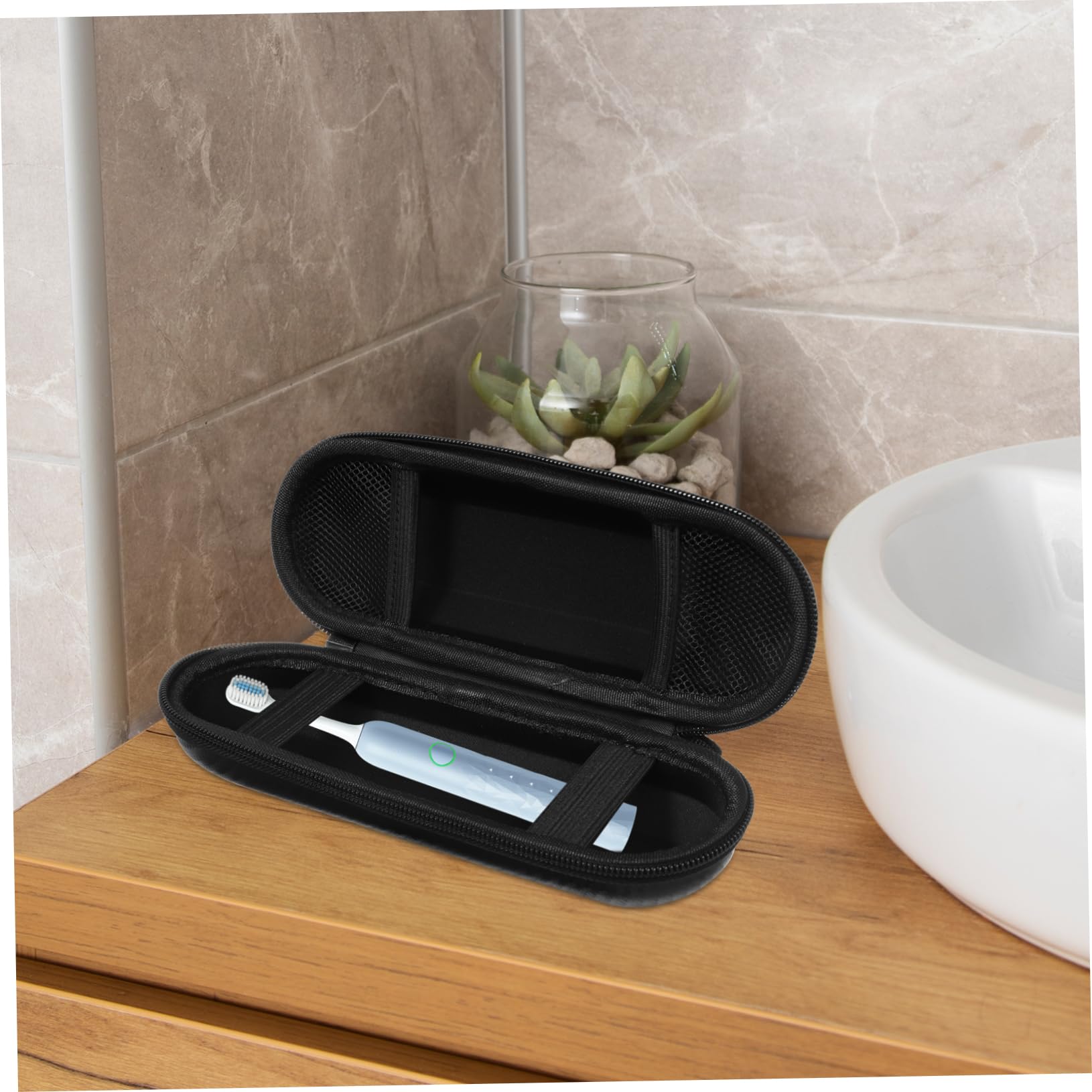 Didiseaon 4 Pz scatola portaspazzolini portatile portatili valigetta portatorta per trasporto valigie valigia portaspazzolino custodia per spazzolino elettrico tessuto a maglia Black