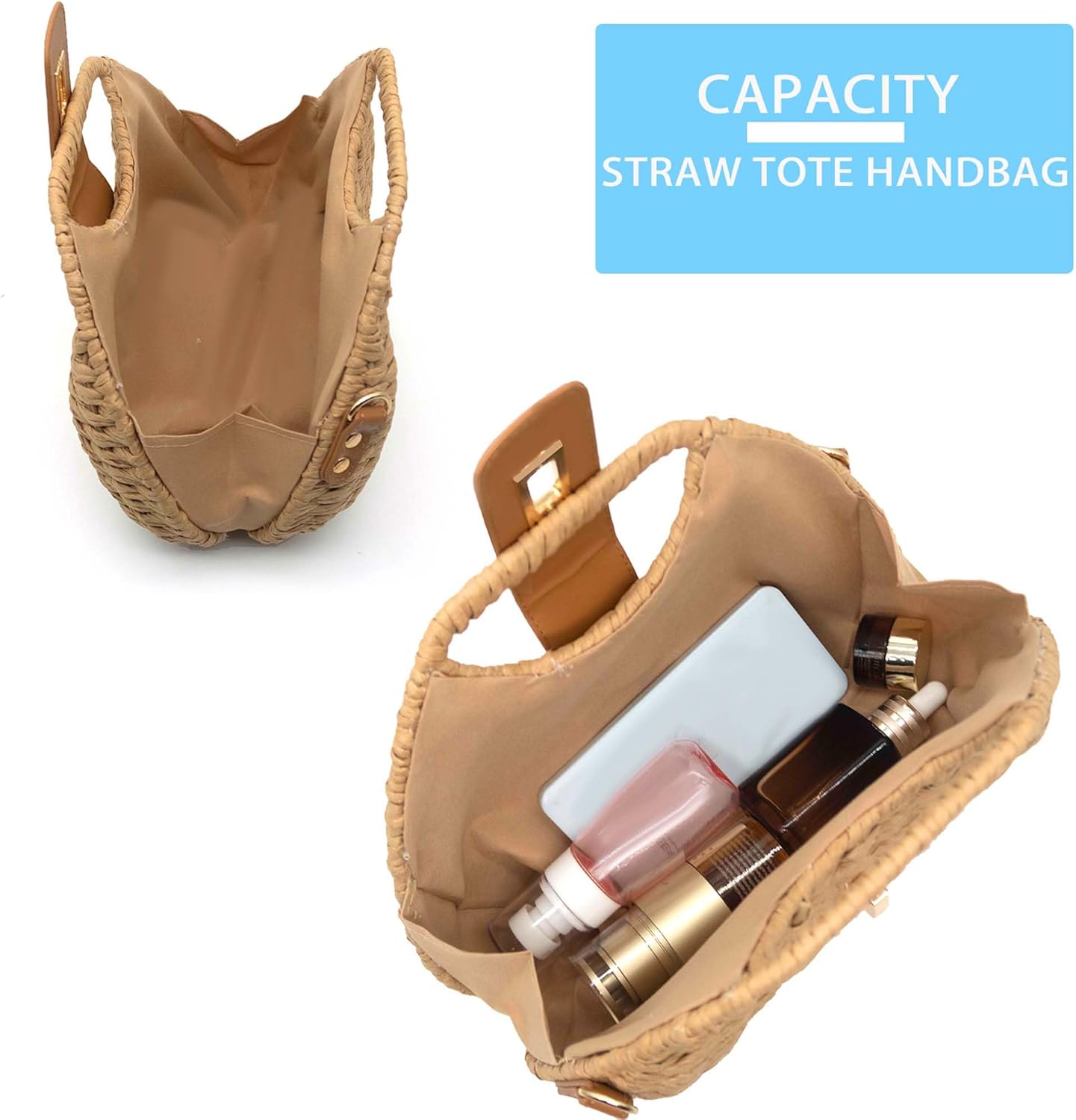 Fozehlad Straw Bag for Women, Woven Beach Tote,Summer Crossbody Shoulder Clutch Purse, Lightweight Handmade Design - Image 6