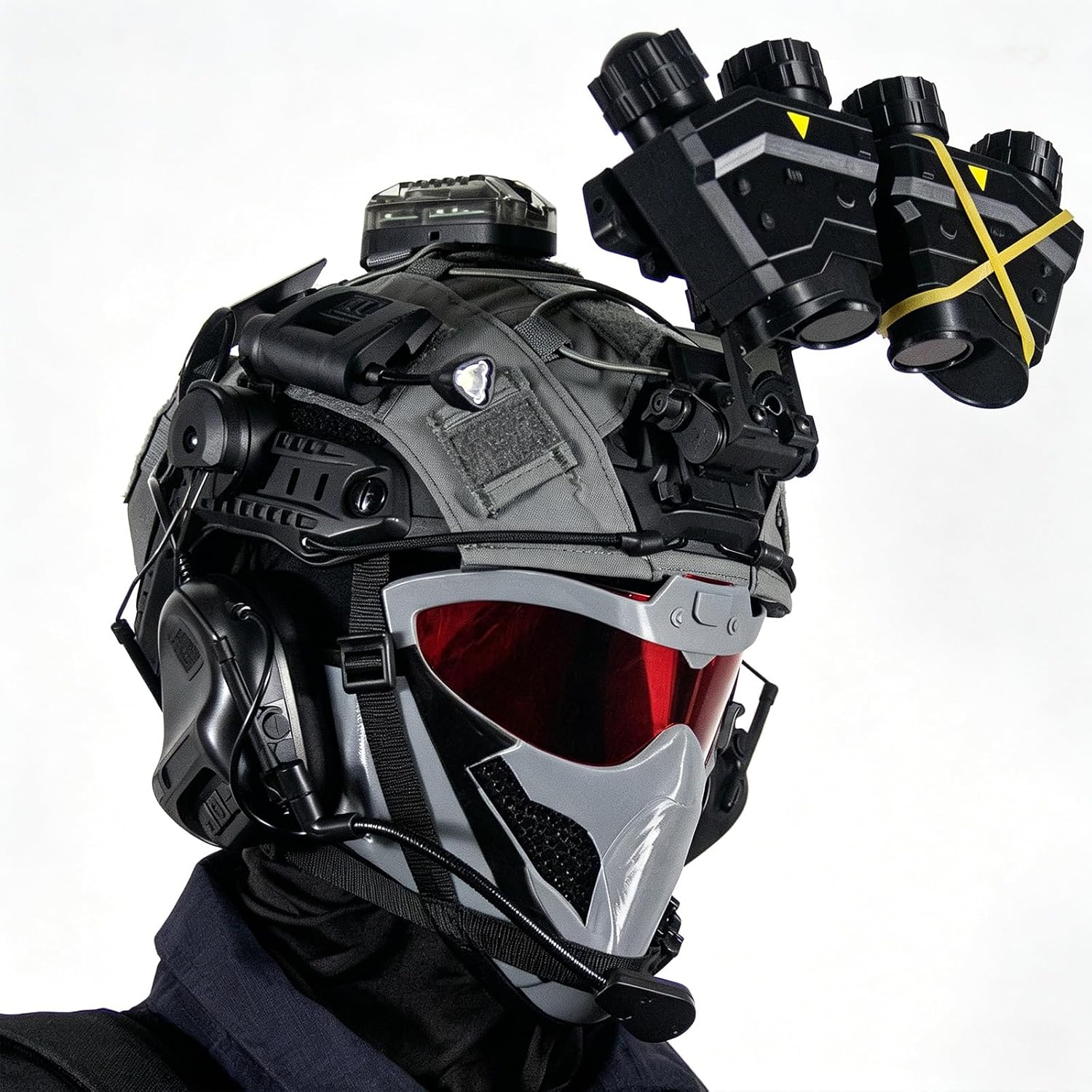 Tactical Helmet Set with Adjustable Fit, Removable Face Shield for Cosplay, Airsoft, and Outdoor Activities