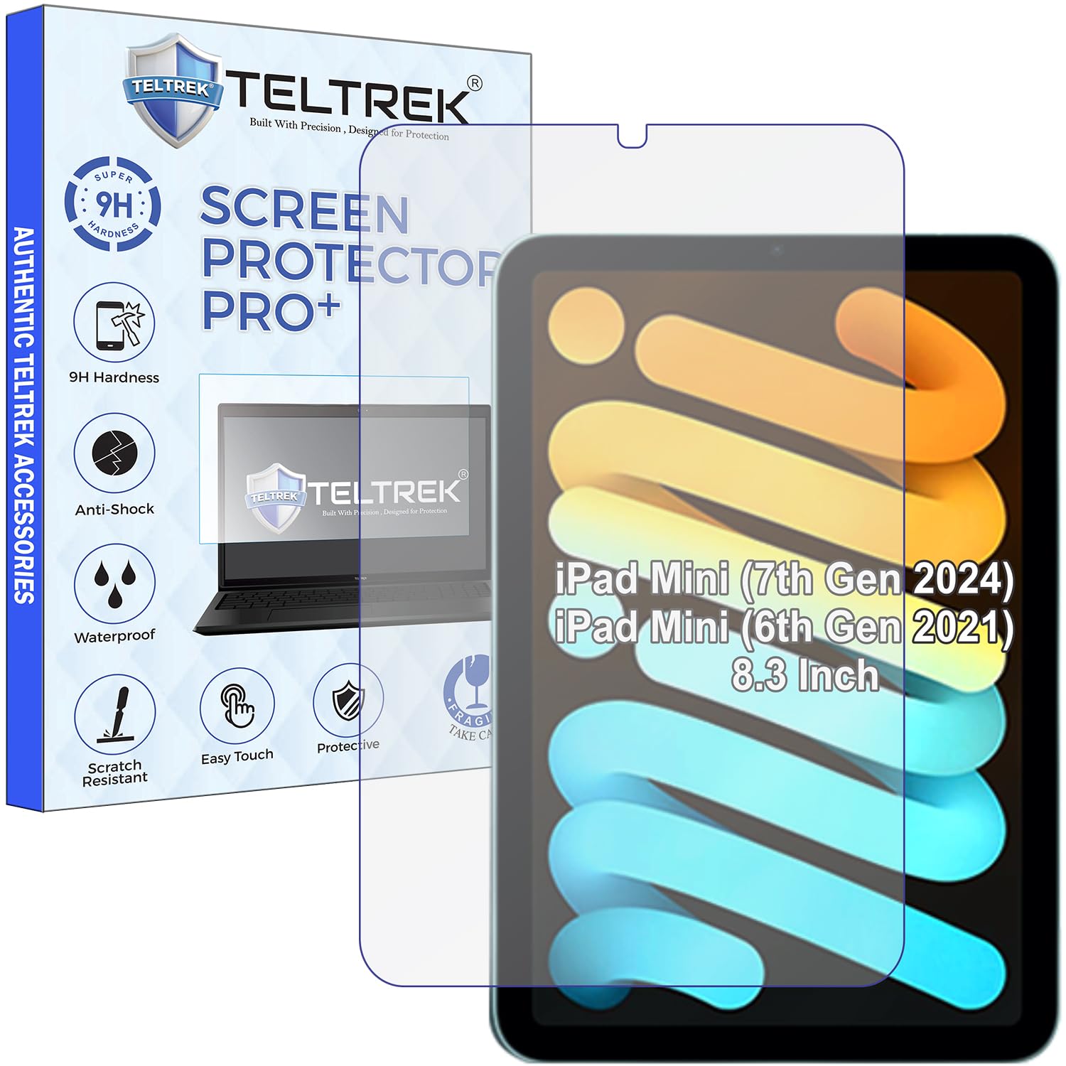 TELTREK Screen Guard Compatible With iPad Mini 6th Gen 2021 & Mini 7th 2024 & Mini A17 Pro 2024 & Mini 6/7 Tab (8.3 Inch Tablet) Flexible Fiber Screenguard Not a Tempered Glass Screen Protector