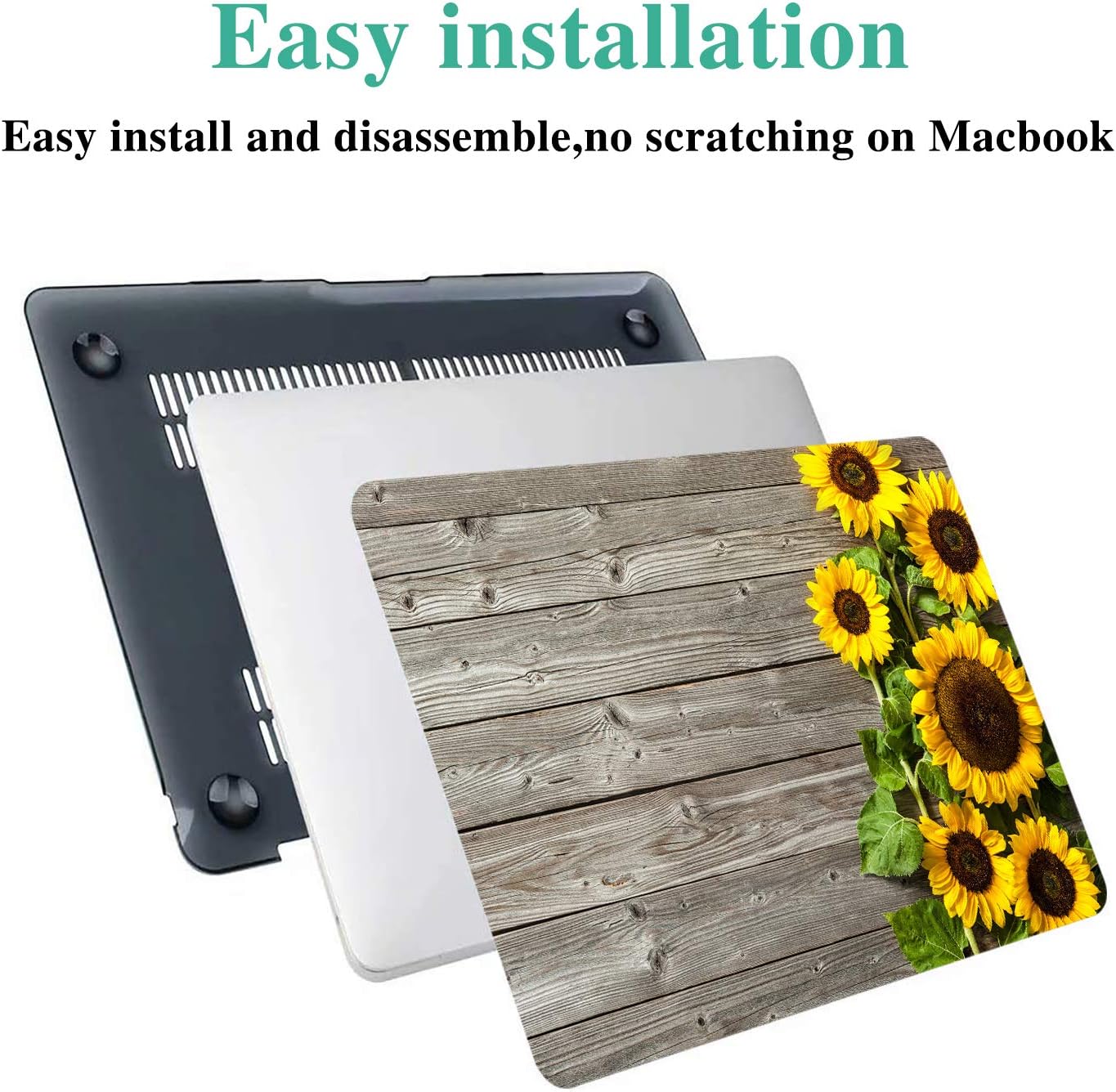 Funut for MacBook Air 13 inch Case 2021 2020 2019 2018 Release M1 A2337/A2179/A1932, MacBook Air M1 Case, Plastic Hard Shell Case & Keyboard Cover for MacBook Air 13.3 inch,Sunflower