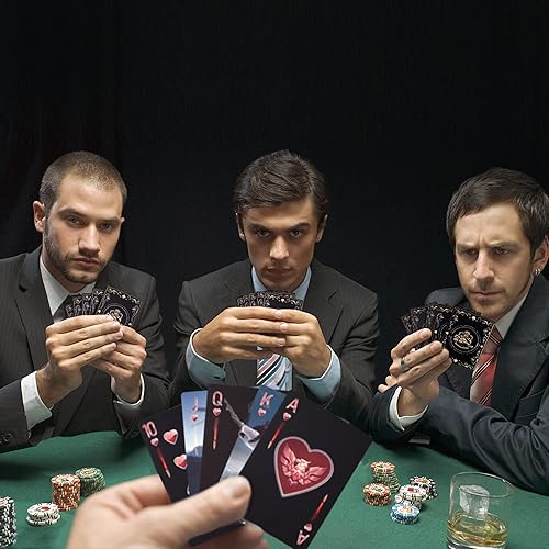 Vista 35 de WJPC Cartas de juego impermeables de plástico fáciles de barajar, cartas de póquer de dragón negro para juego y fiesta, baraja de cartas (dragón)