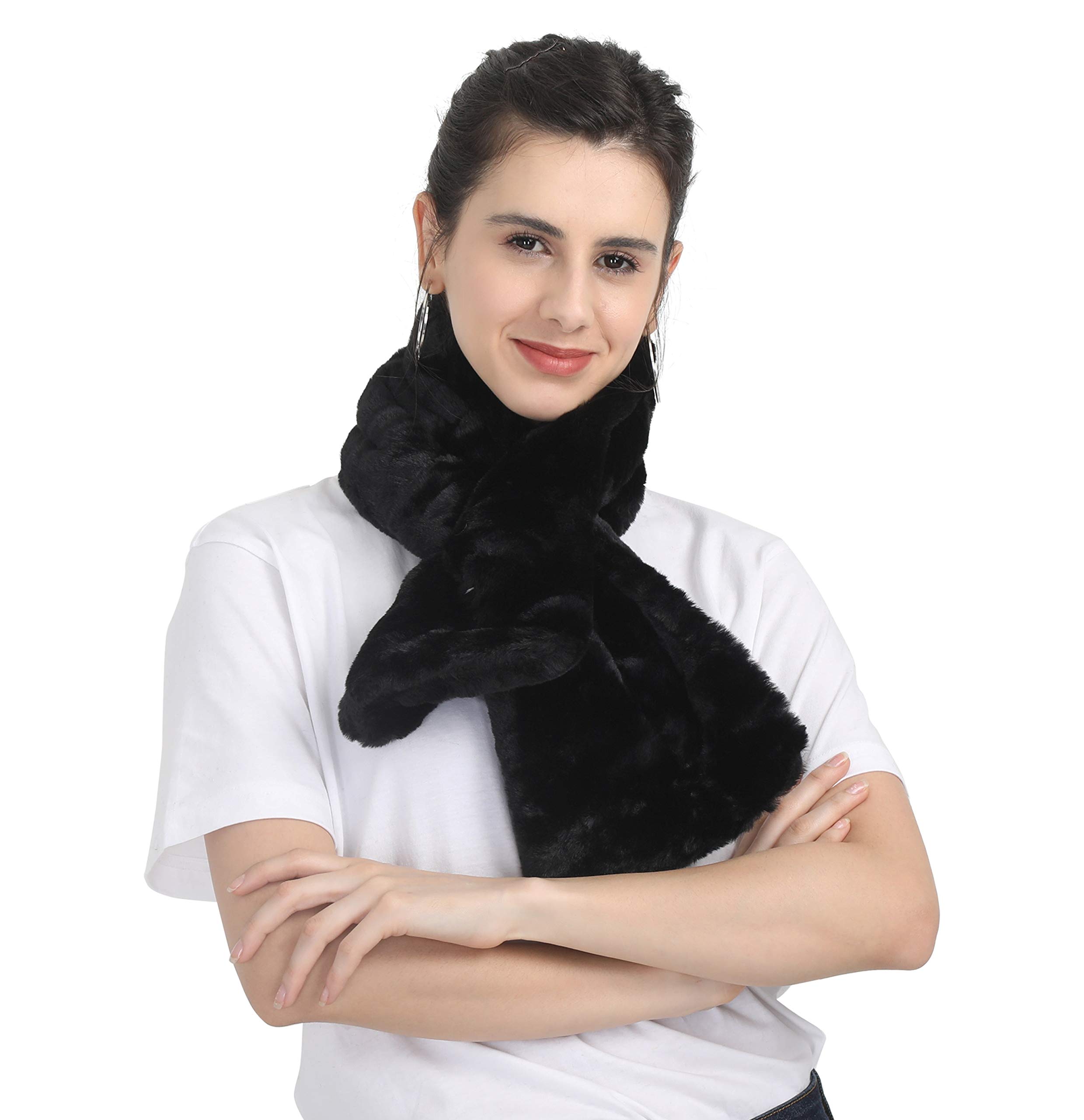 hiver Faux Fur Scarf, Scarves, Muffler Shawls and Scarves/Shawl Fancy Faux Fur Scarf for Women/Winter Warm Soft Cozy Rectangle Furry Loophole Scarf Wrap for Women for Winters-picture-53