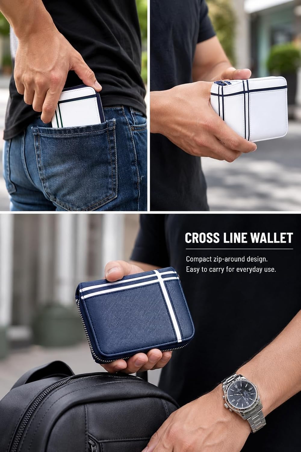 Daylight Bifold Wallet for Junior High & High School Students DL-1042 Nv/Wh