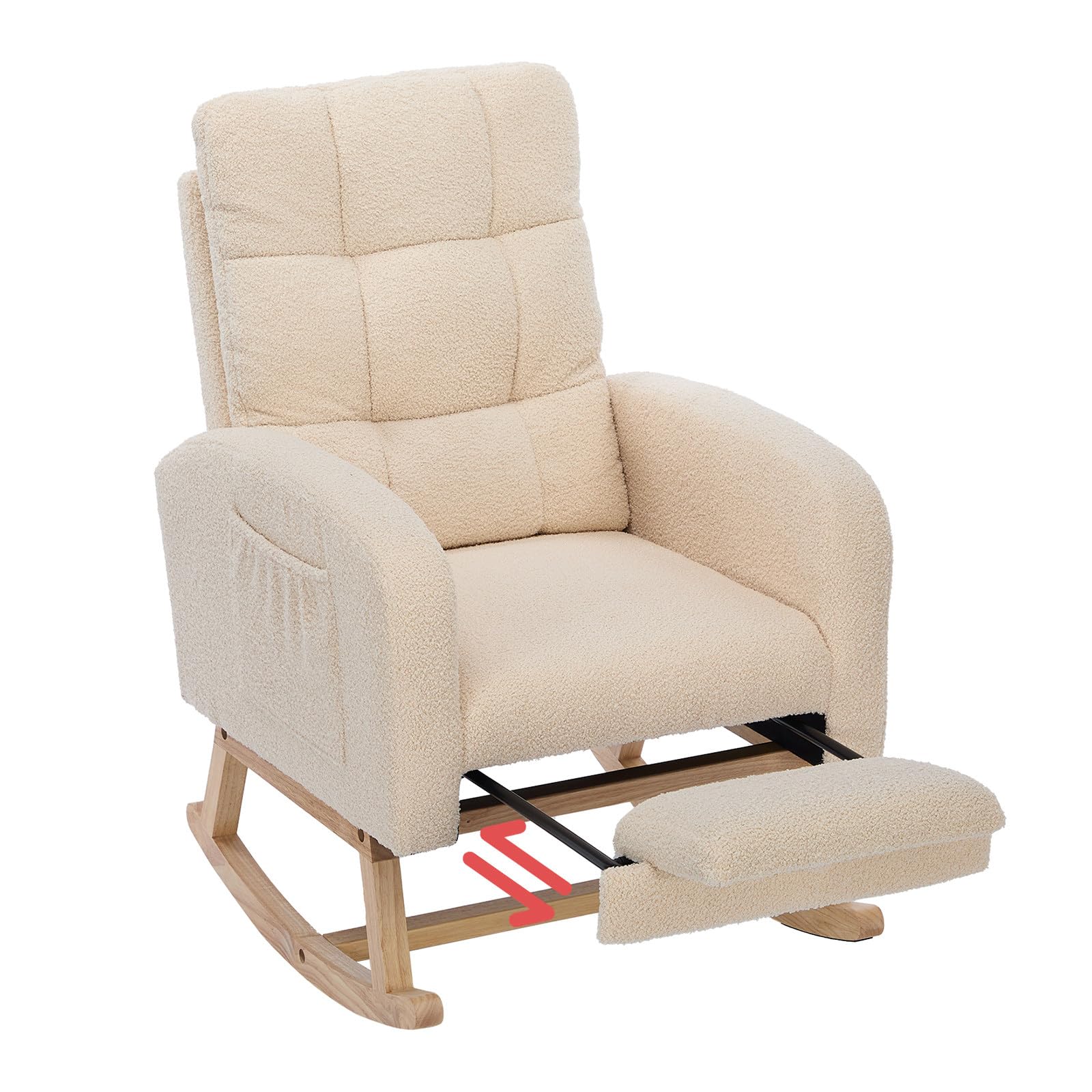 Billg Mecedora Lactancia con Reposabrazos y Bolsillos Laterales, Sillon Lactancia con Reposapiés, Poltrona Sala Muebles de Salon Dormitorio, Carga 100 kg