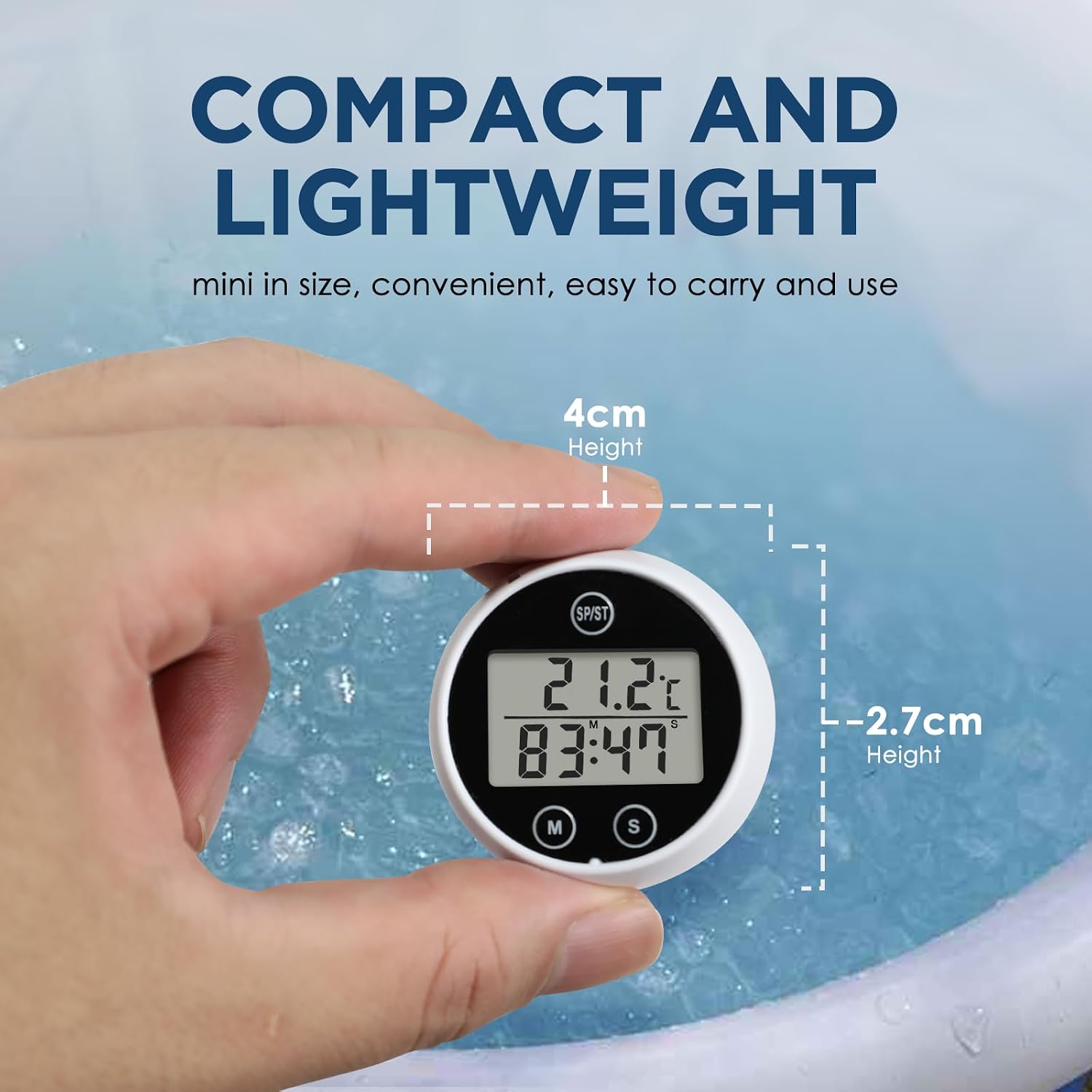 Ice Bath Thermometer with Timer, Waterproof Floating Water Thermometer for Cold Plunge Tub, -20℃ to 70℃ Digital Bath Thermometer for Bathtub, Pool, Hot Tub（Black）