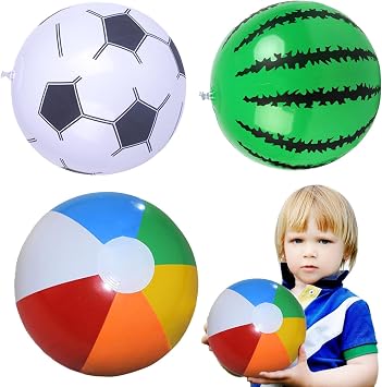 Beach Balls - Beach Balls Water Play Balls Set of 3, 12" Inflatable Balls, Summer Beach Boo for Pool, Leak Proof Water Play Outdoor Beach Party Toys