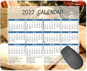 Amazon.com: Gaming Mouse Pad 2022 Year Calendar with Holiday 