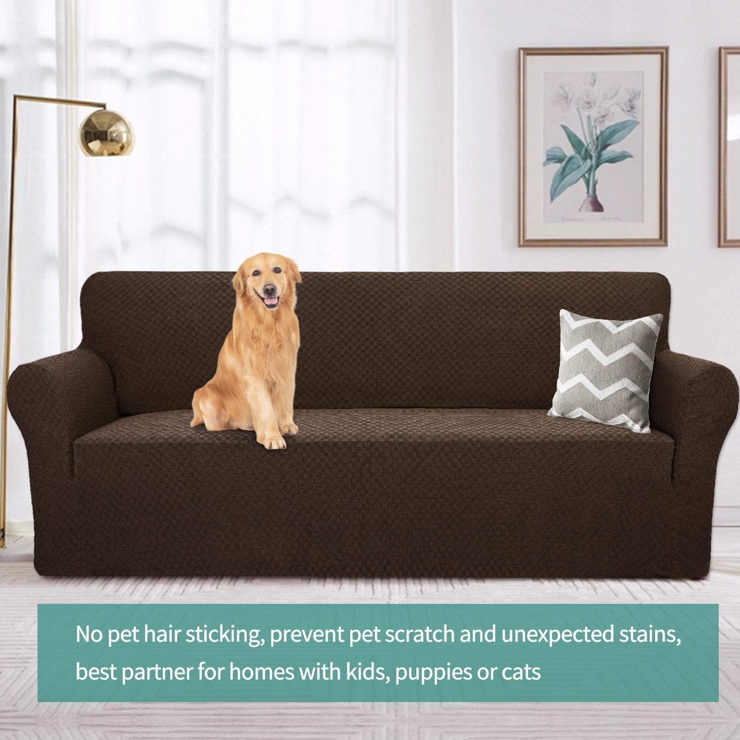 Small Ottoman Cover + Extra Large Sofa Slipcover (Dark Coffee)