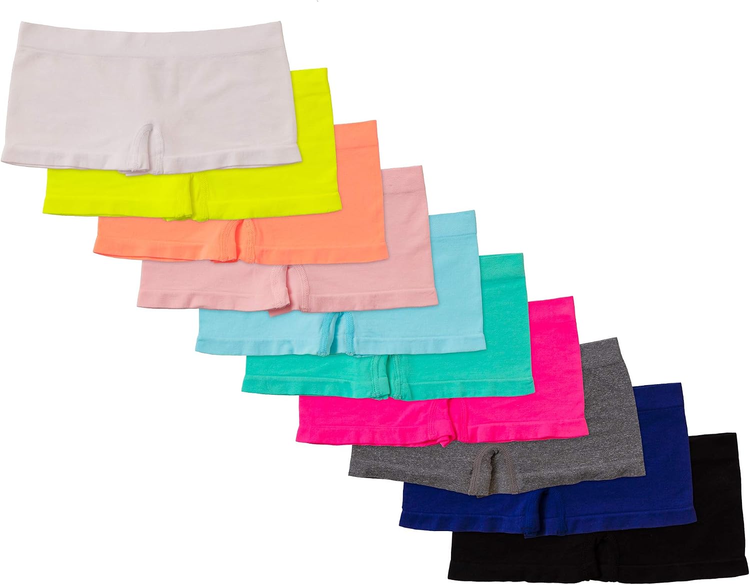 Alyce Intimates Pack of 10 Seamless Girls Boyshort, Solids & Prints