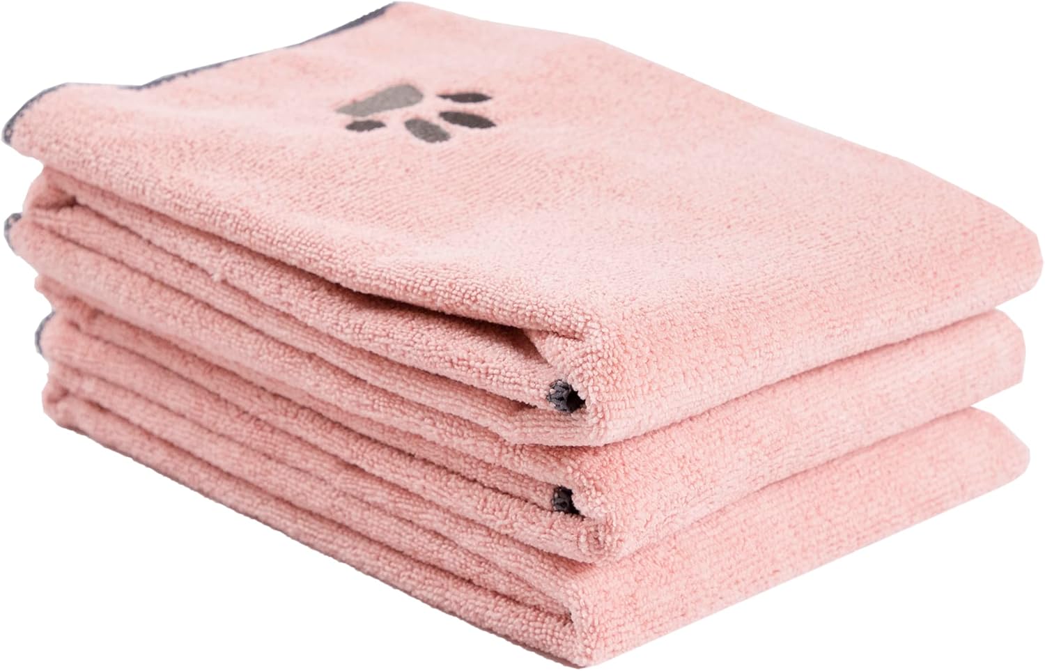 Ritz Premium Embroidered Microfiber Pet Towels (3-Pack, Blush Pink) - 18x28 Super Absorbent, Fast-Drying, Hair-Trapping Dog & Cat Towels