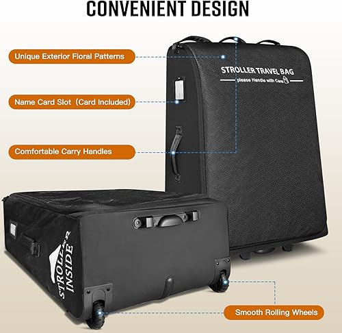 Miniatura 5 de RAYMACE Bolsa de viaje acolchada para cochecito de avión con ruedas se adapta a UPPAbaby Vista V2 V3, Cruz V2 V3, bolsa de almacenamiento de