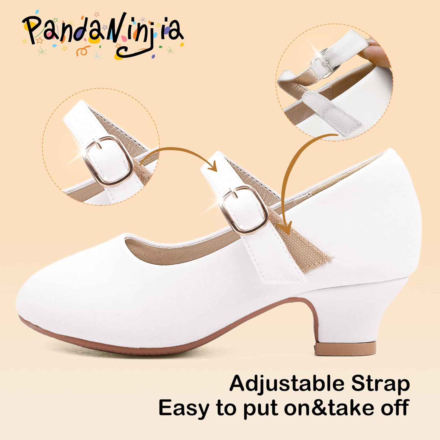 PANDANINJIA Molly Girls Dress Shoes Mary Jane Heels Flower Wedding Party Back to School Pump Shoes for Toddler Little Kid - Image 4