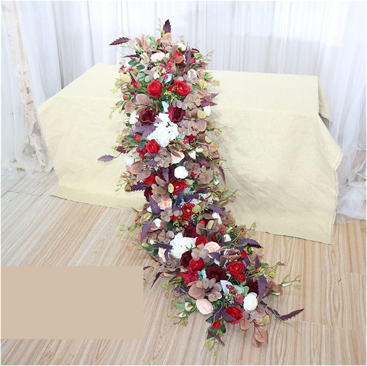 New 1M Orchid Hydrangea Strip Table Flower Banquet Artificial Flower Runner Party Event Wedding Decoration Flower Row Photo Props perfection (Color : A3)
