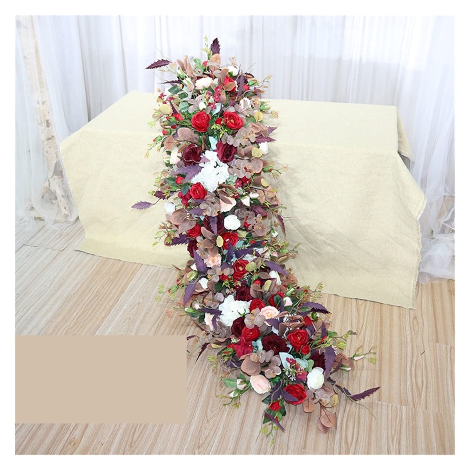 New 1M Orchid Hydrangea Strip Table Flower Banquet Artificial Flower Runner Party Event Wedding Decoration Flower Row Photo Props perfection (Color : A3)