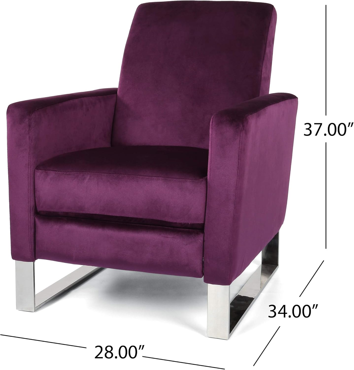 GDFStudio Christopher Knight Home Arvin Push Back High Leg Recliner, Eggplant, Silver