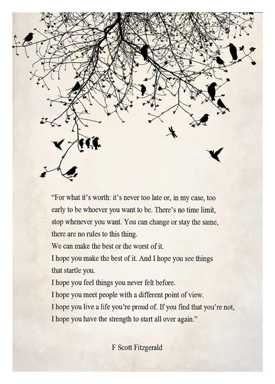 RNUMLIGH Literary Quote Poster - Inspirational Poem Print for Home Office Decor - Motivational Wall-Art for Library Study Room(Unframed,12x18inch(30x45cm))