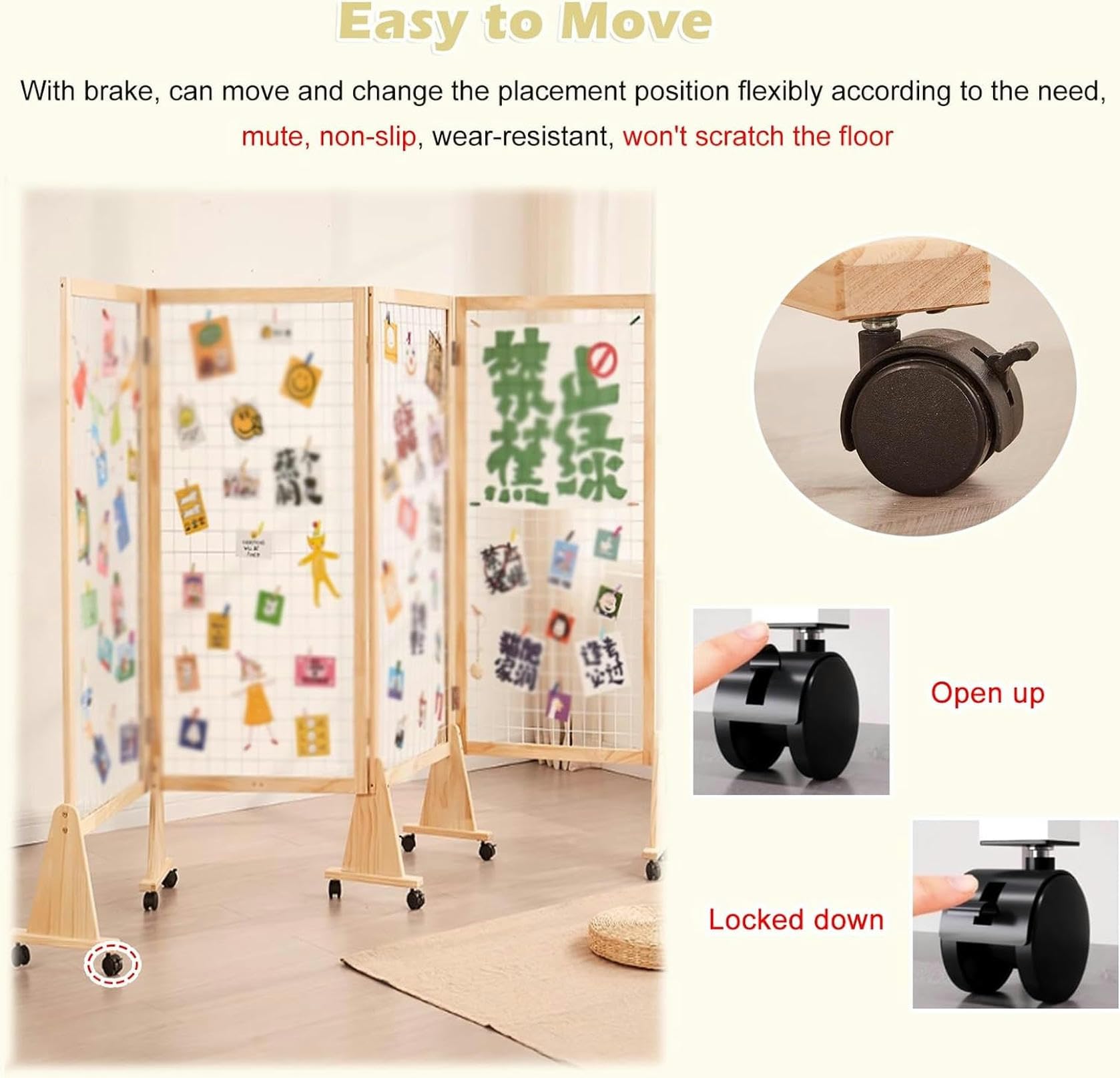 Amazon.co.jp: 木製の部屋のパーティションと仕切り、43 '' 61 ''背の