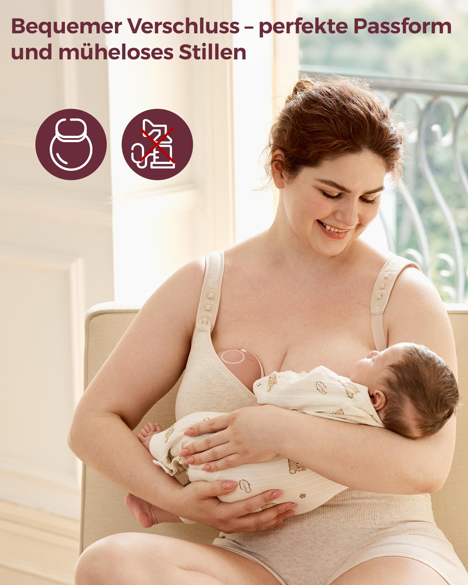 Momcozy Still-BH Große Brüste, Baumwoll-BH ohne Bügel mit Fester Polsterung, vollflächige Passform, verstellbar - 5