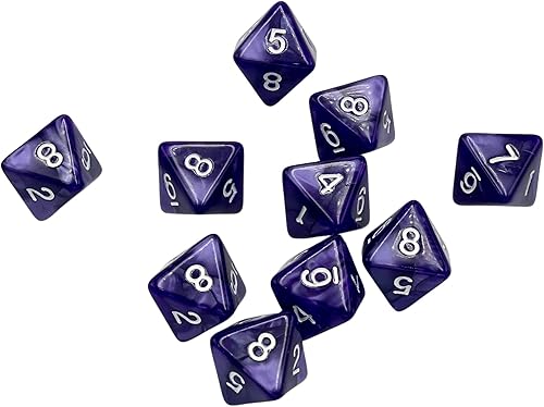Juego de dados poliédricos D8 de 10 piezas, dados de 8 caras con números, ideal para juegos de mesa, actividades en el aula, mesa de fiesta y