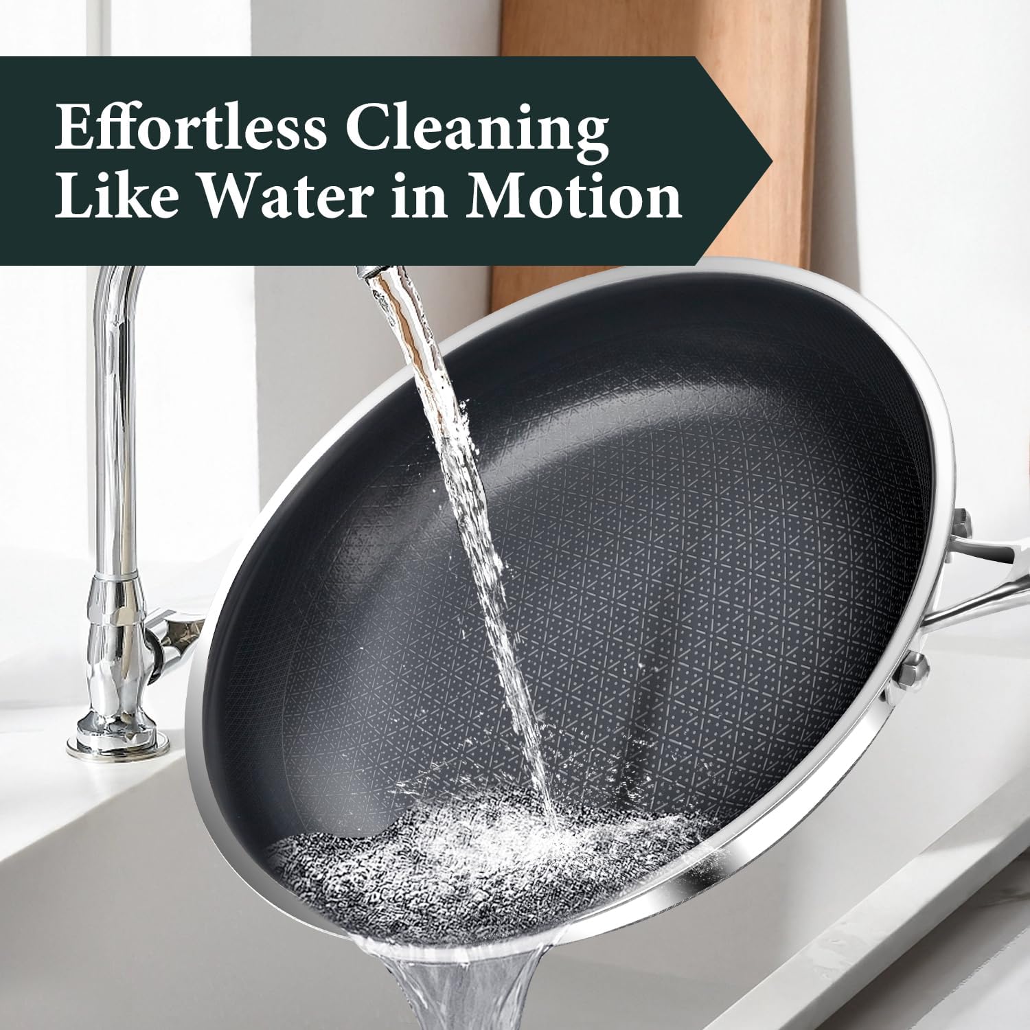 Non Stick 10-Inch Pan, Titanium Hybrid Pan with Lid, Stay-Cool Handle, Professional Frying Pan, Dishwasher Friendly, Oven Safe, Compatible with All Cooktop