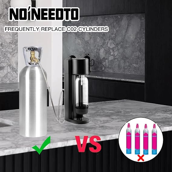 Soda Terra Maker Co2 Adapter,Co2 Quick Connect Adapter Hose with 3500psi Pressure Gauge,Compatible with Duo/Art/Terra/Gaia/AQUA FIZZ Pink Cylinder Soda Water Machine (60in)