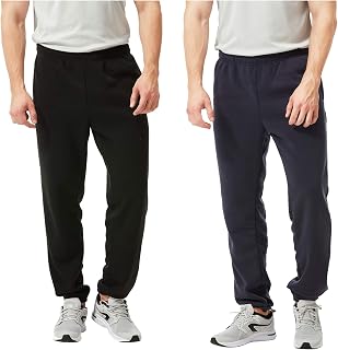 TEXFIT 2-Pack Men's Jogging Pants with Side Pockets, Elastic Bottom, Soft Fleece Sweat Pants