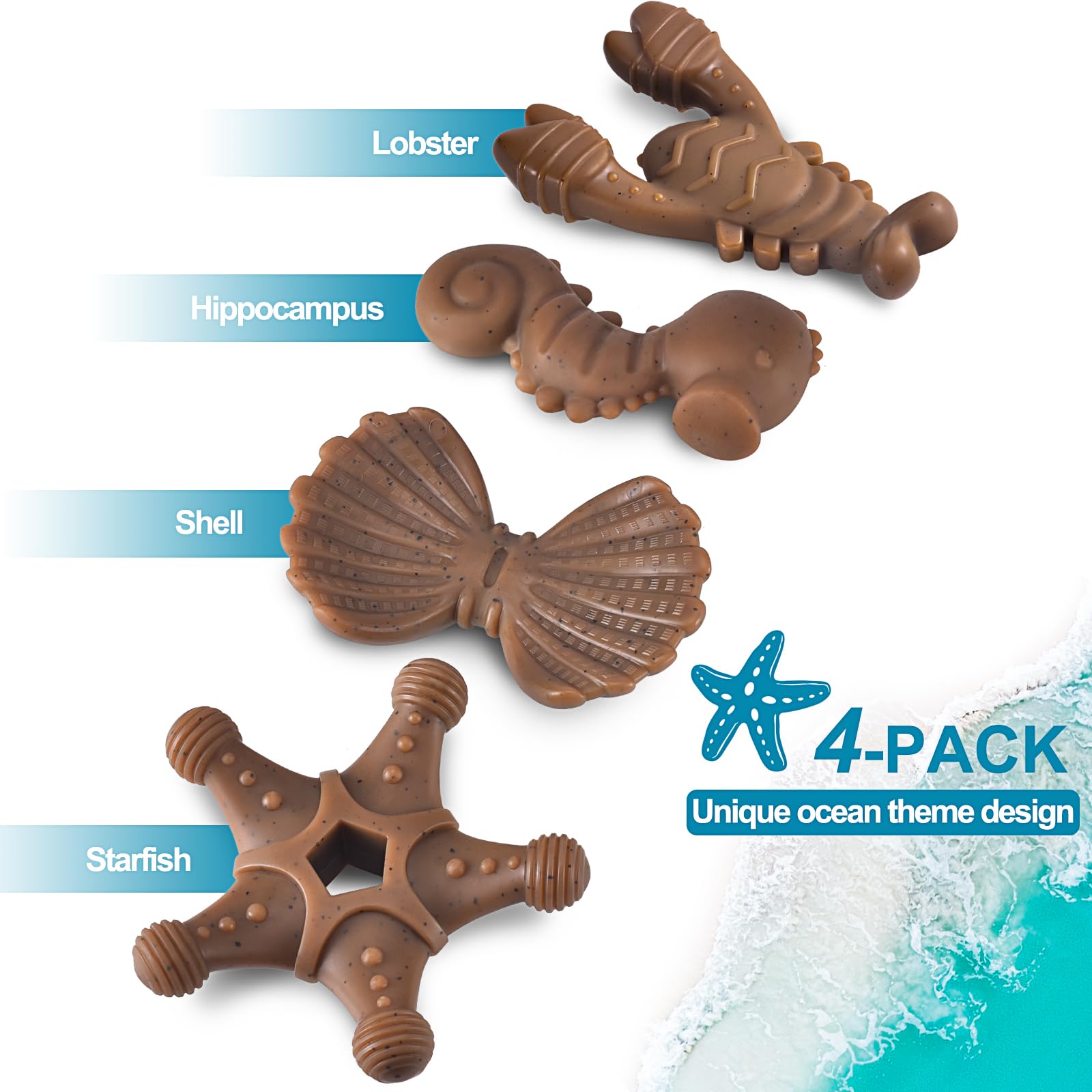 Juguetes Masticables Mordedores Perro, Juguetes Indestructibles Regalos para Perros, Juguetes Duraderos para Perros de Razas Grandes, Medianas y Pequeñas, Paquete de 4 Juguetes Súper
