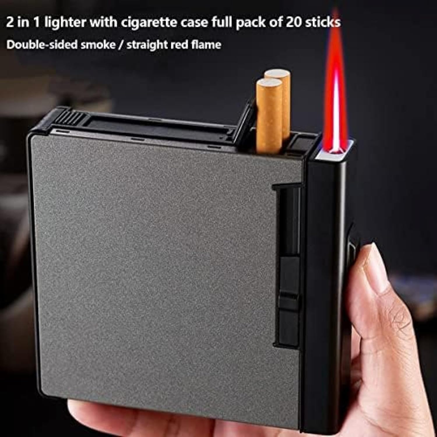 Portasigarette 2 in 1 con Accendino A Torcia A Getto, Confezione Completa da 20 Accendini Antivento E Antiumidità, Accendino A Gas per Sigarette da Campeggio All'aperto, Blue