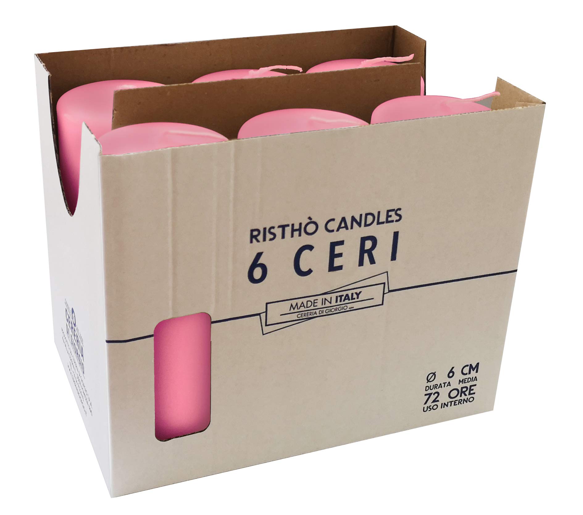 Risthò 56202_09 Candles, Wax, Baby Pink, One Size
