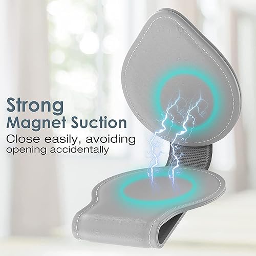 Miniatura 2 de MoKo Soporte para lentes de sol para visera solar de automóvil, paquete de 2 unidades, de piel sintética, magnético, soporte para gafas, clip de