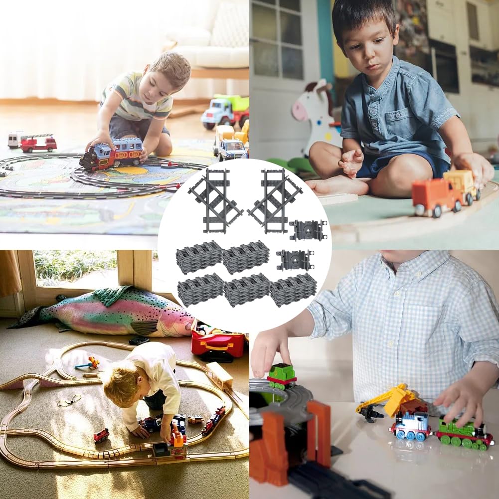 RANJIMA Bausteine Zug Schienen Set, 42 Stück City Schienen Spielzeug Eisenbahnschienen, City Erweiterung Erweiterungsset, Kompatibel mit dem Marktführer, Geschenke zur Ostern für Jungen Mädchen
